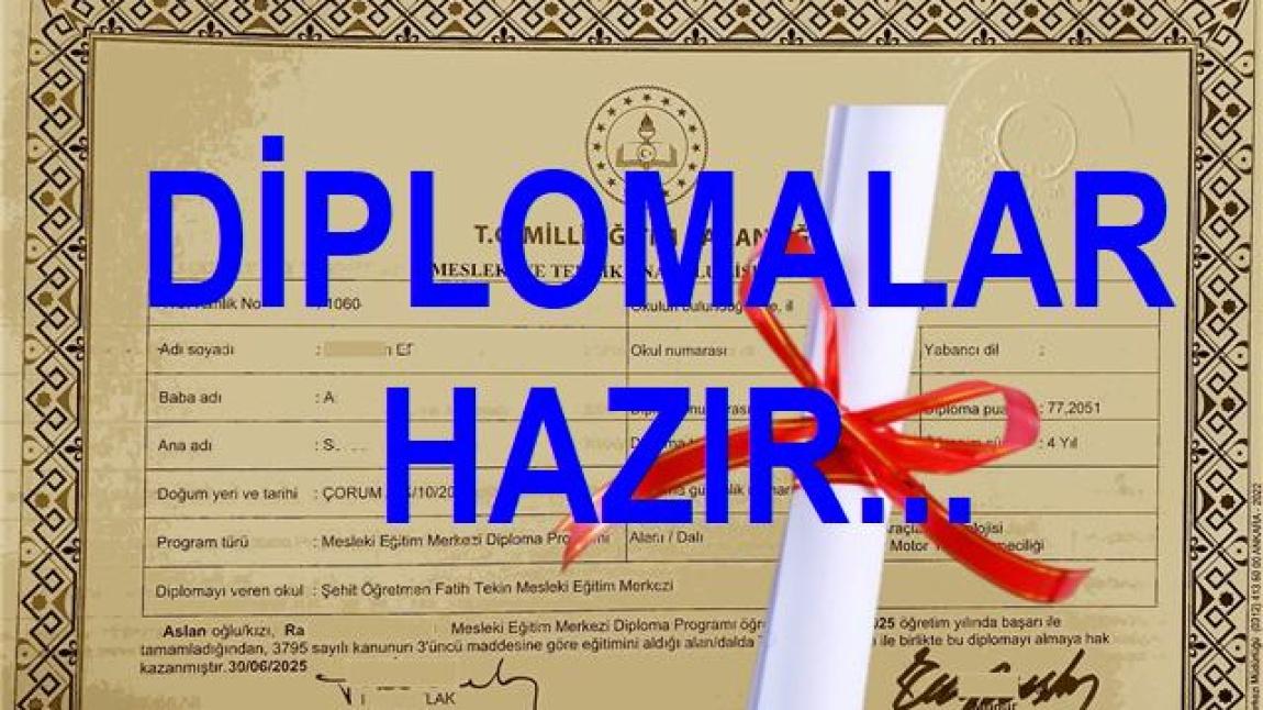 2025 YILI DİPLOMALAR HAZIR